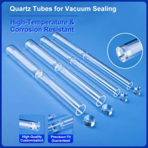 High-quality custom quartz tubes for vacuum sealing, designed with superior high-temperature and corrosion resistance, ensuring a precision fit for demanding industrial and scientific environments.