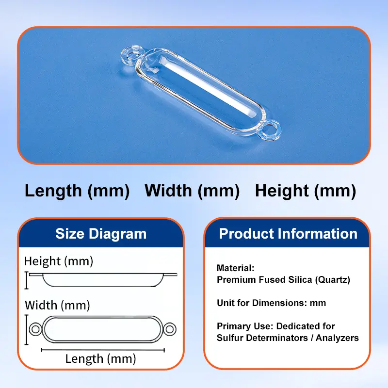 High Purity Double-Ear Quartz Boat / Fused Silica Combustion Boat - Custom Sizes 8 993af938a56c52c95a4f1d5923337103