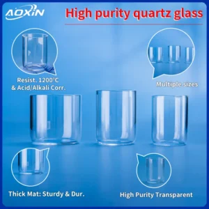 High purity quartz glass liners in multiple sizes, featuring thick material for sturdiness and durability, high transparency, and resistance to 1200°C and acid/alkali corrosion.